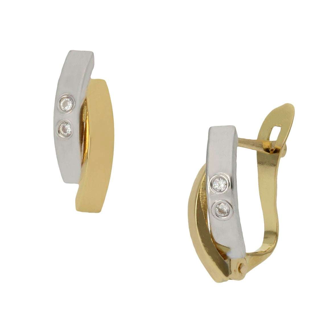 PENDIENTES DE ORO BICOLOR DE 18 KILATES CON CIRCONITAS