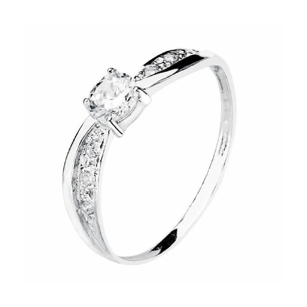 ANILLO MUJER ORO BLANCO 18 KTES SOLITARIO TALLA 13 -